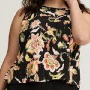 Black Floral Sleeveless Blouse
